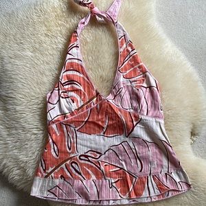 Anthropologie Pink/orange halter top Size 8